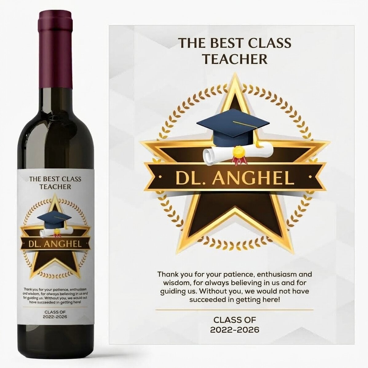 Personalisierter Wein mit einer Dankesbotschaft für Lehrer