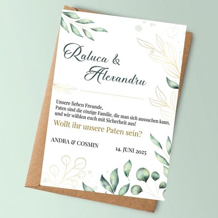 Personalisierte Karte mit Text – Bitte um die Patenschaft