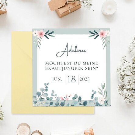 Individuell gestaltete quadratische Karte mit Text – Einladung