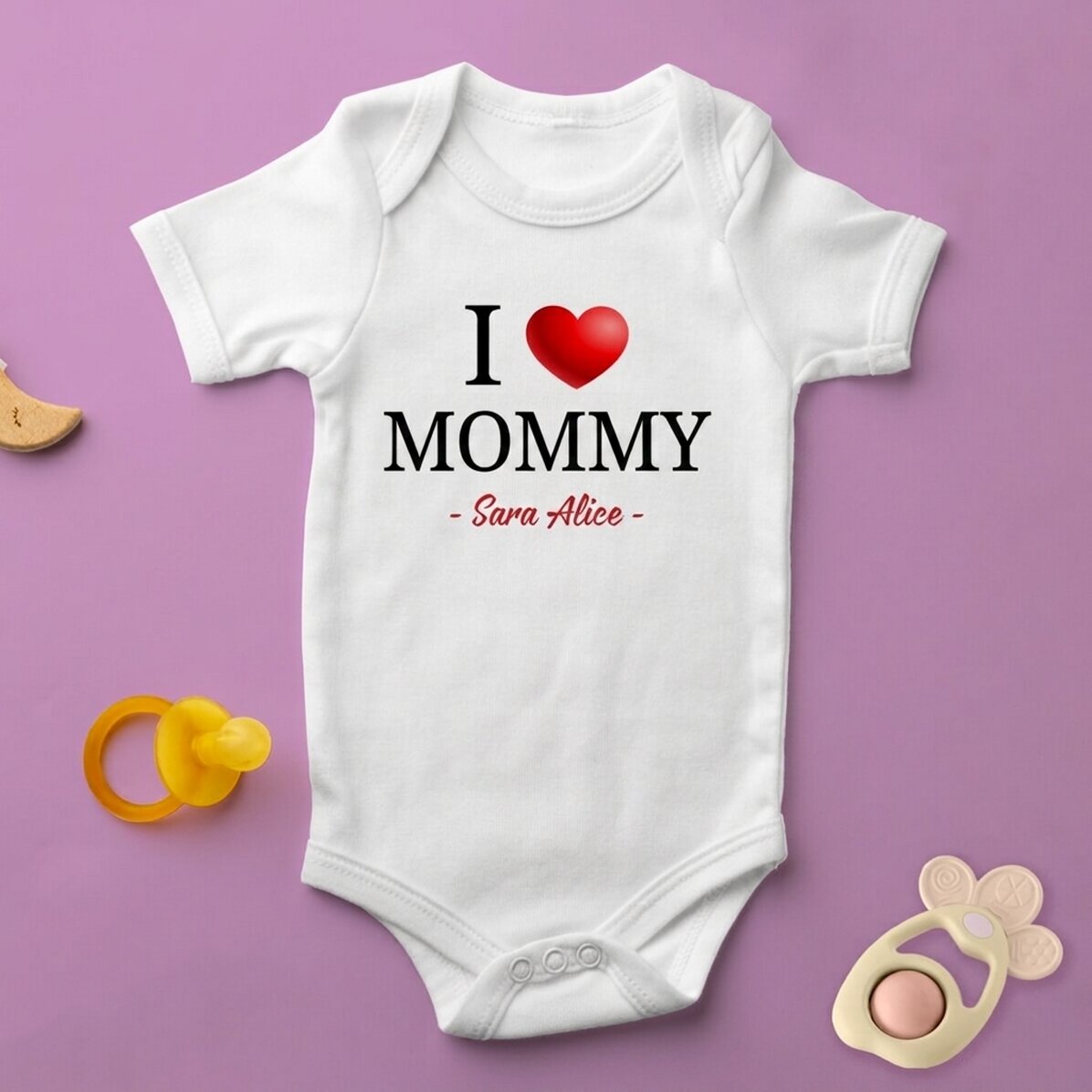 Personalisierter Baby-Body mit Aufdruck – „I love“