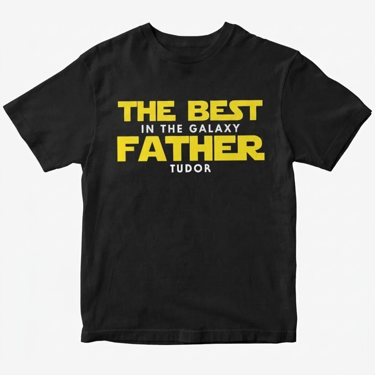 Personalisiertes Baumwoll-T-Shirt mit Aufdruck – „Best father of the galaxy“