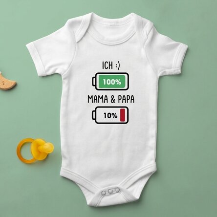 Personalisierter Baby-Body mit Aufdruck – Batterie