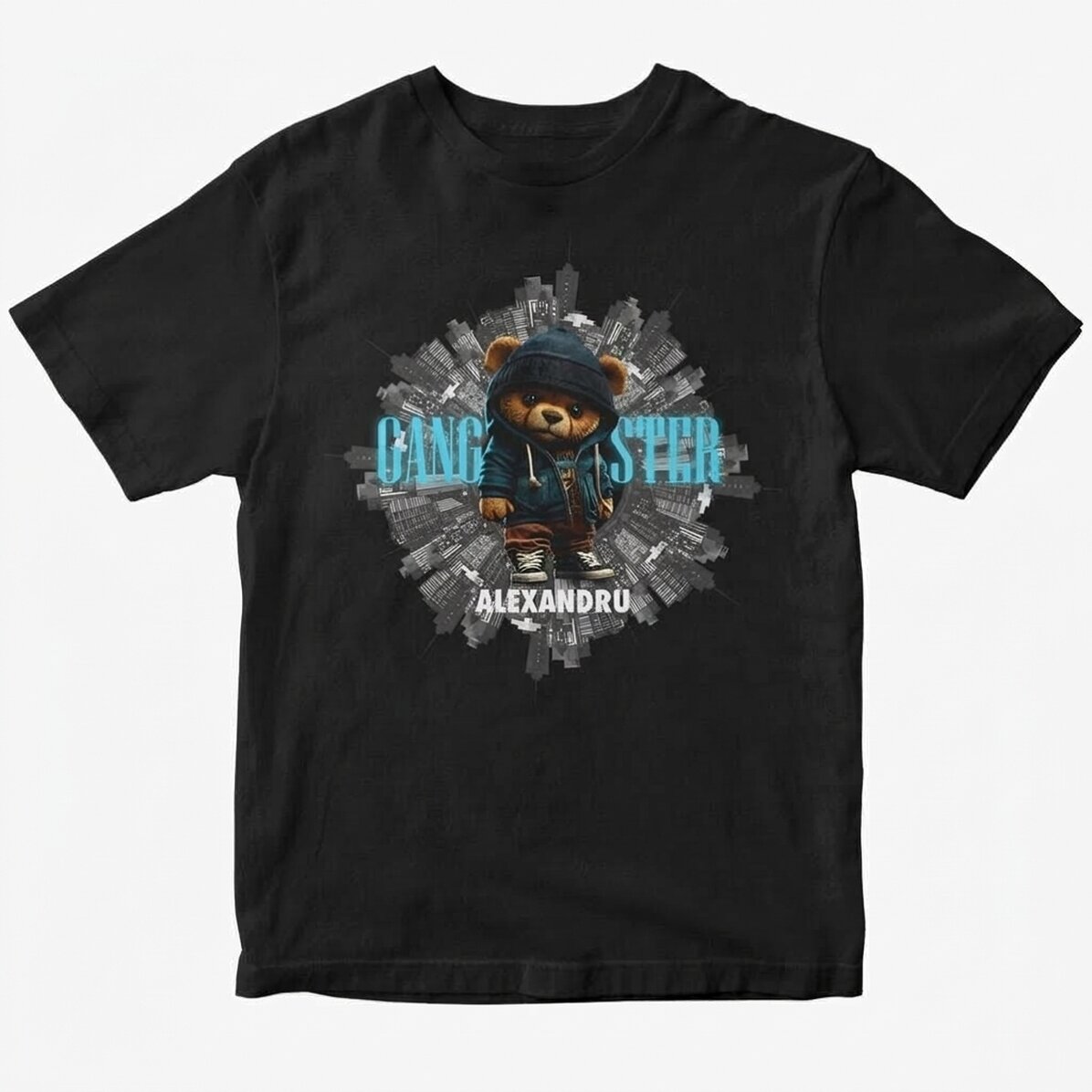 Personalisiertes Baumwoll-T-Shirt mit Aufdruck – Gangster