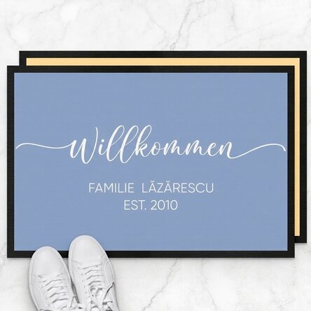 Individuell gestaltete Eingangsmatte mit Schriftzug – Welcome