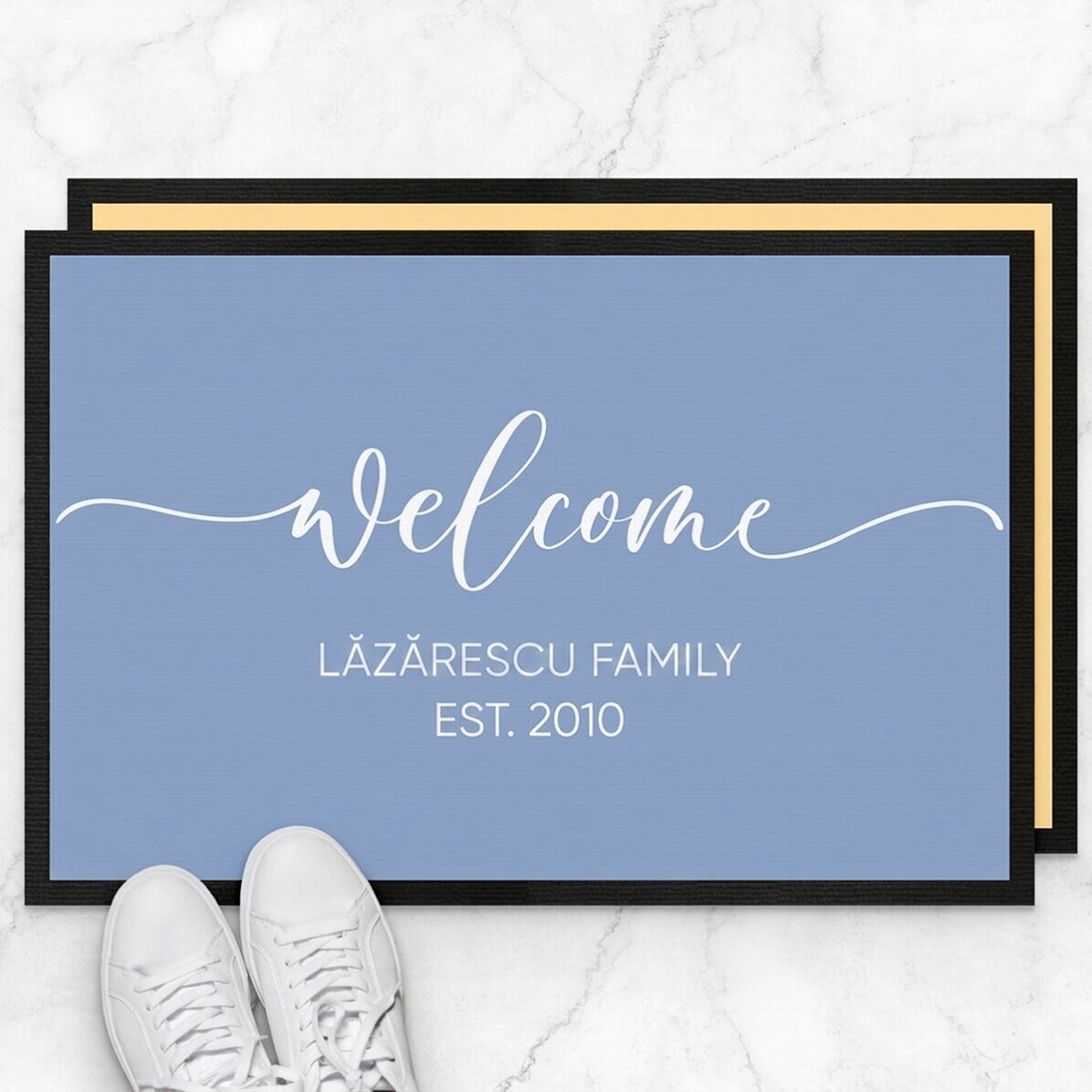Individuell gestaltete Eingangsmatte mit Schriftzug – Welcome