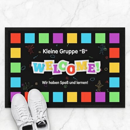 Individuell gestaltete Eingangsmatte mit Text – Kindergarten