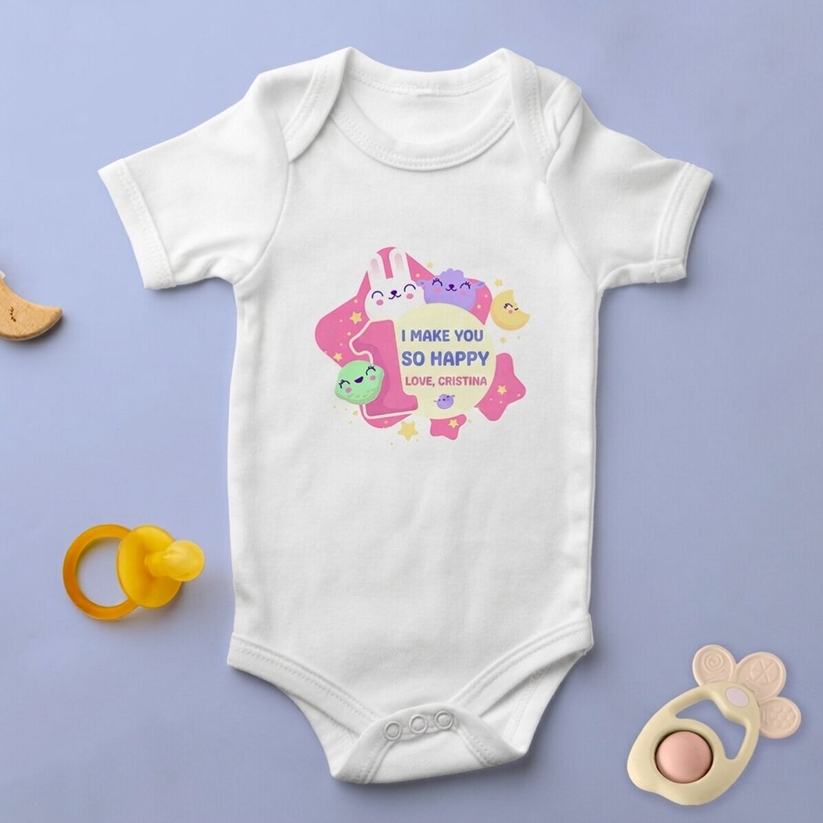 Personalisierter Baby-Body mit Aufdruck – 1. Geburtstag