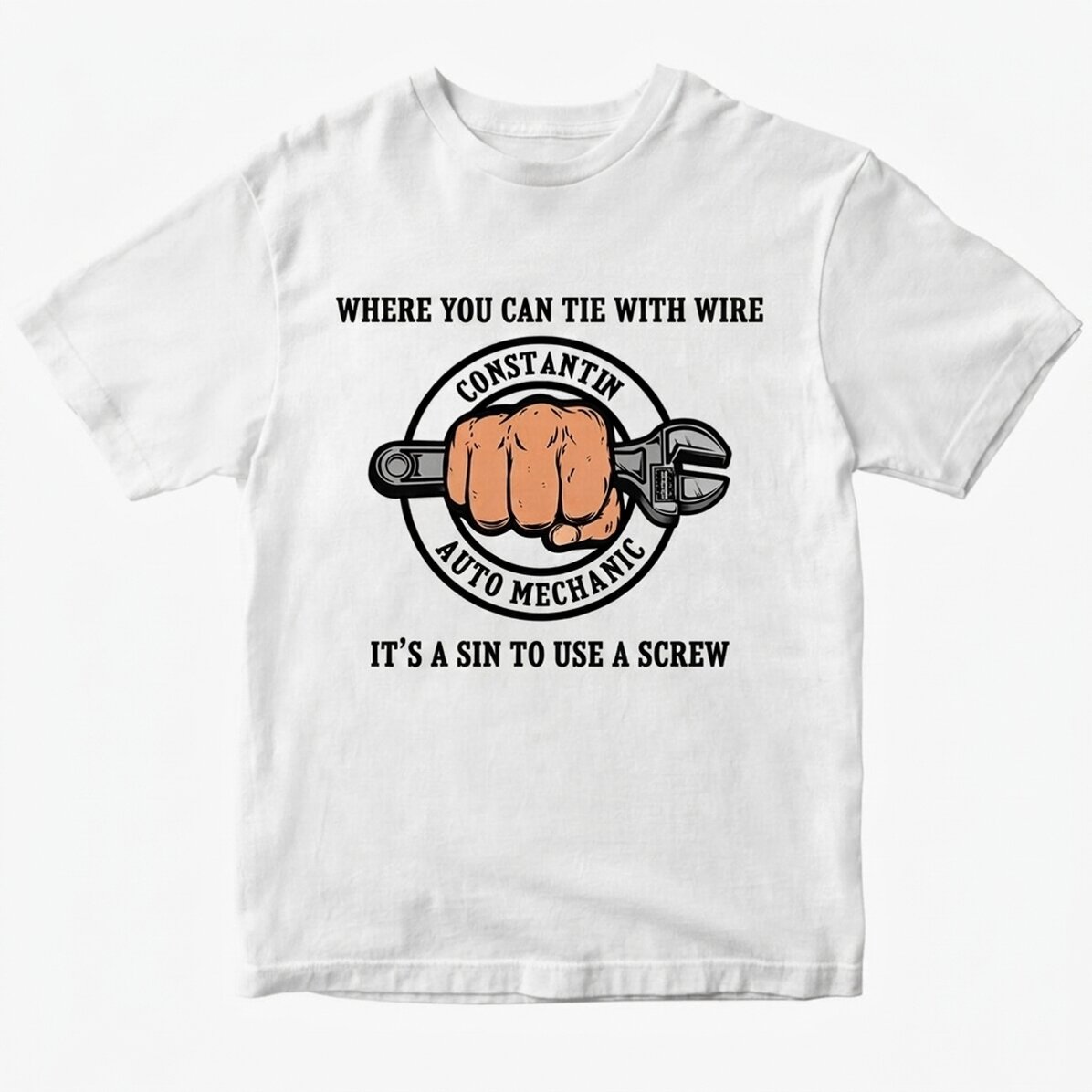 Personalisiertes Baumwoll-T-Shirt mit Aufdruck – Mechaniker