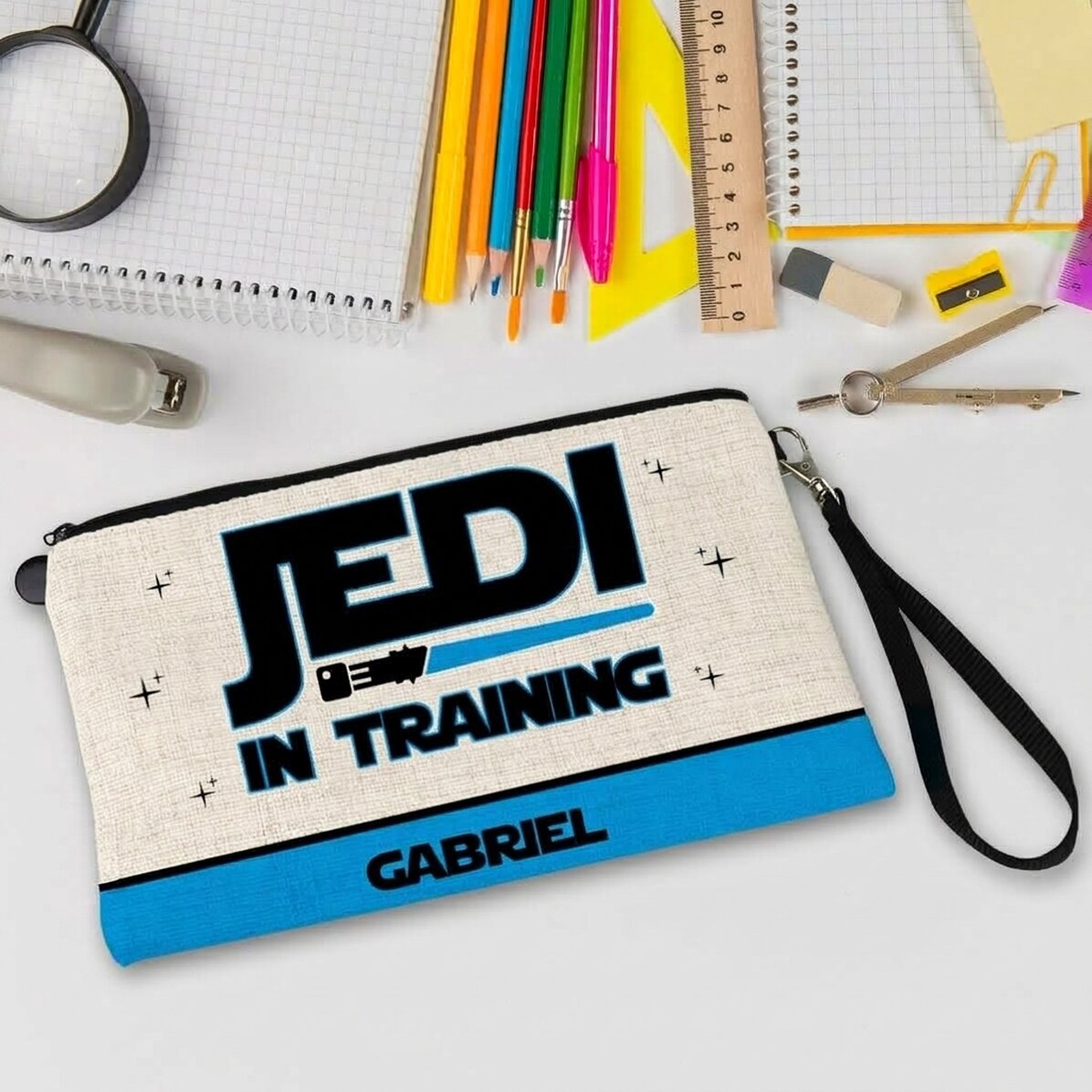 Personalisierte Accessoire-Tasche mit Namen – Jedi in Ausbildung