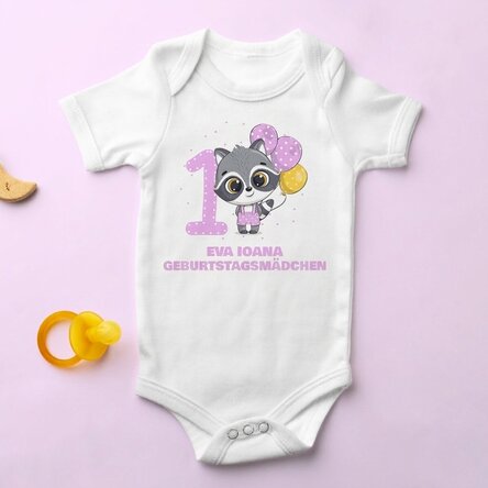 Personalisierter Baby-Body mit Alter und Namen – Geburtstag