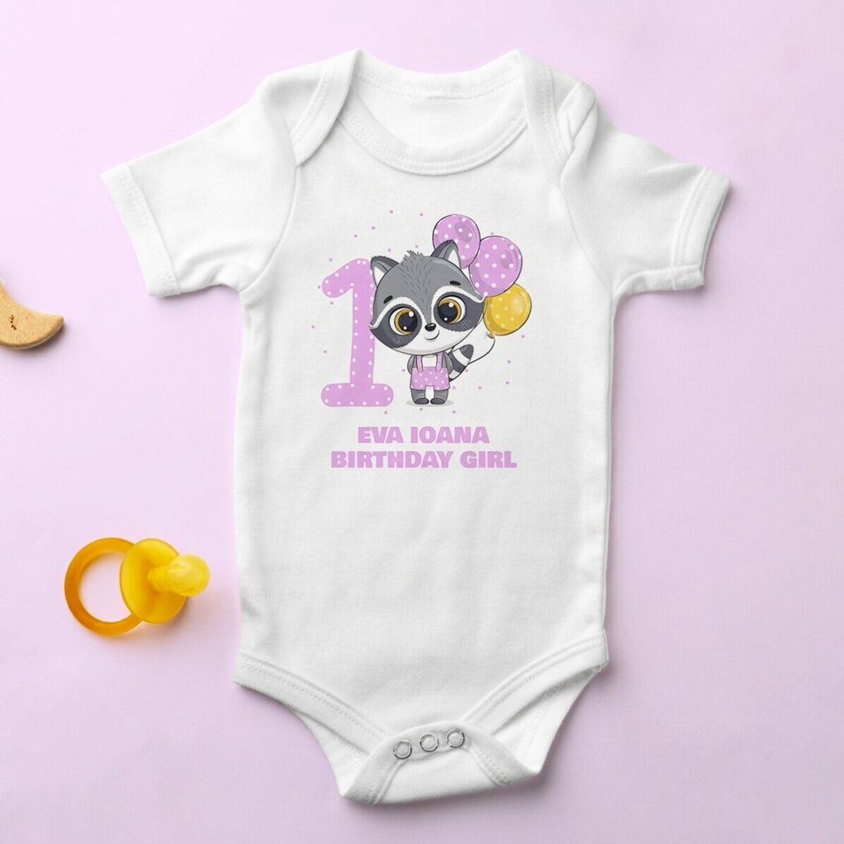 Personalisierter Baby-Body mit Alter und Namen – Geburtstag