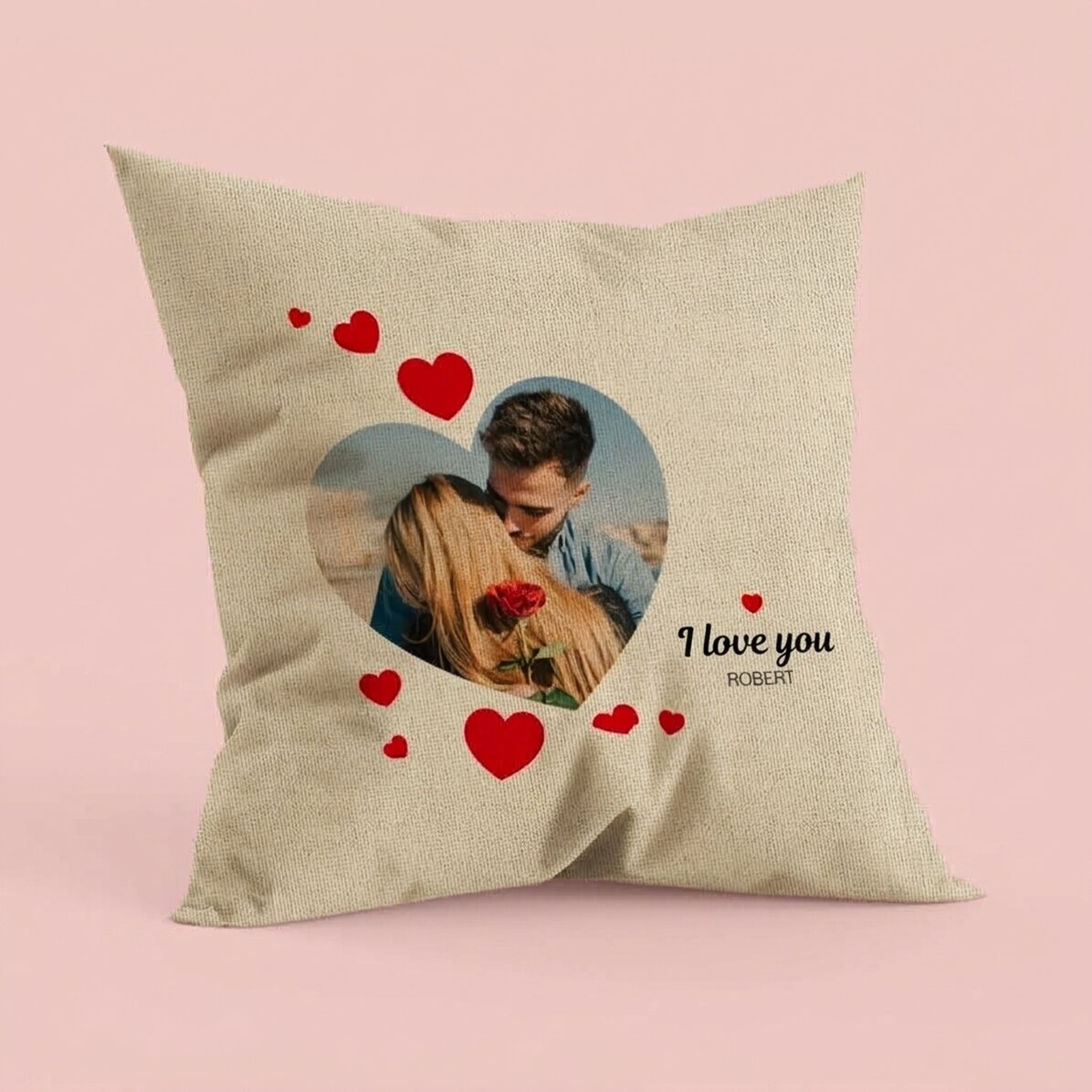 Personalisiertes Kissen mit Foto – P.S. I love you – In
