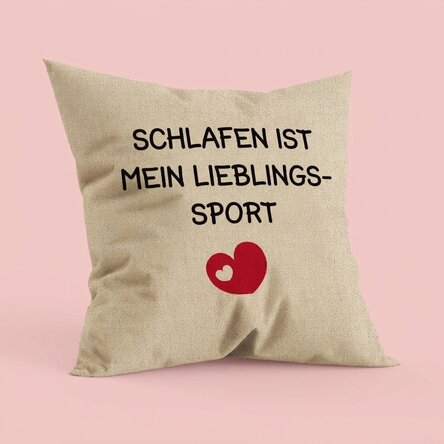 Personalisiertes Kissen mit Text – Lieblingssport – In