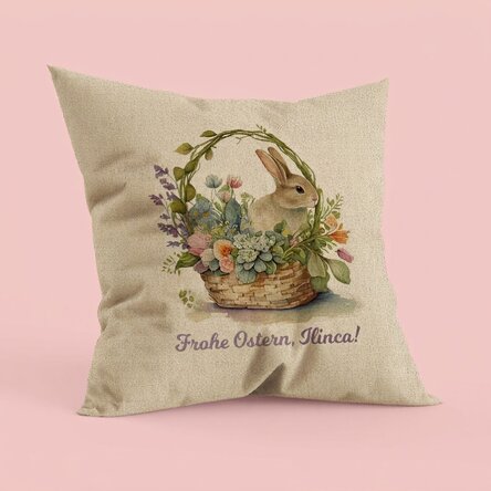 Personalisiertes Kissen mit Aufdruck – Frohe Ostern – In