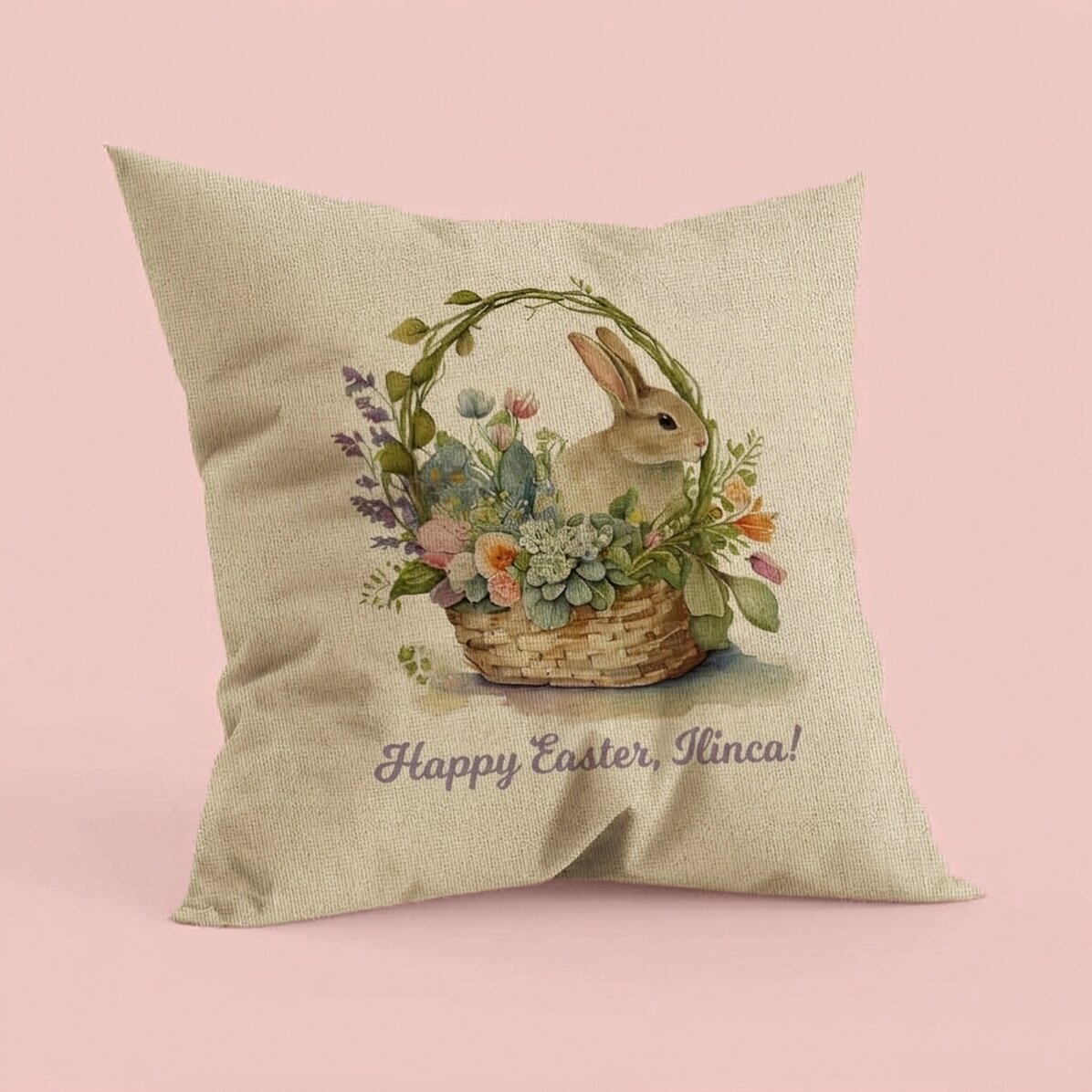 Personalisiertes Kissen mit Aufdruck – Frohe Ostern – In