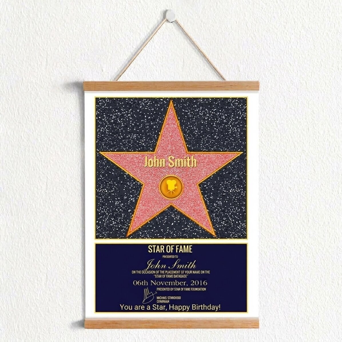 Personalisiertes Poster mit Haken – Star of Fame