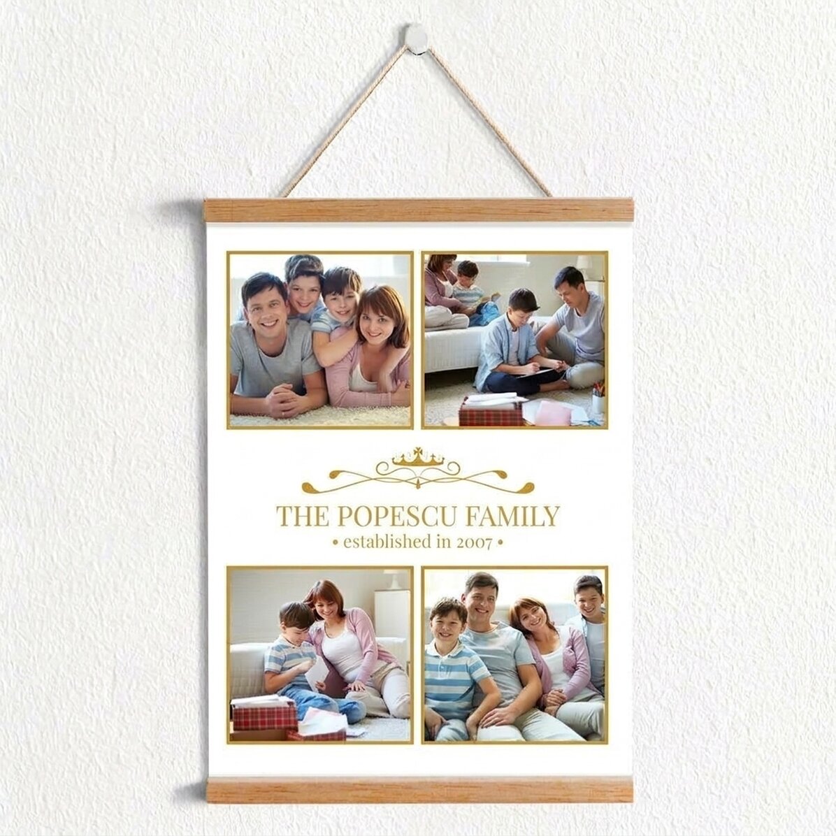 Personalisiertes Poster mit 4 Familienfotos