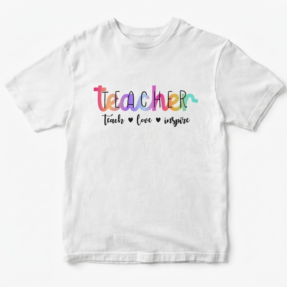 Personalisiertes Baumwoll-T-Shirt mit Aufdruck – Teach, love, inspire