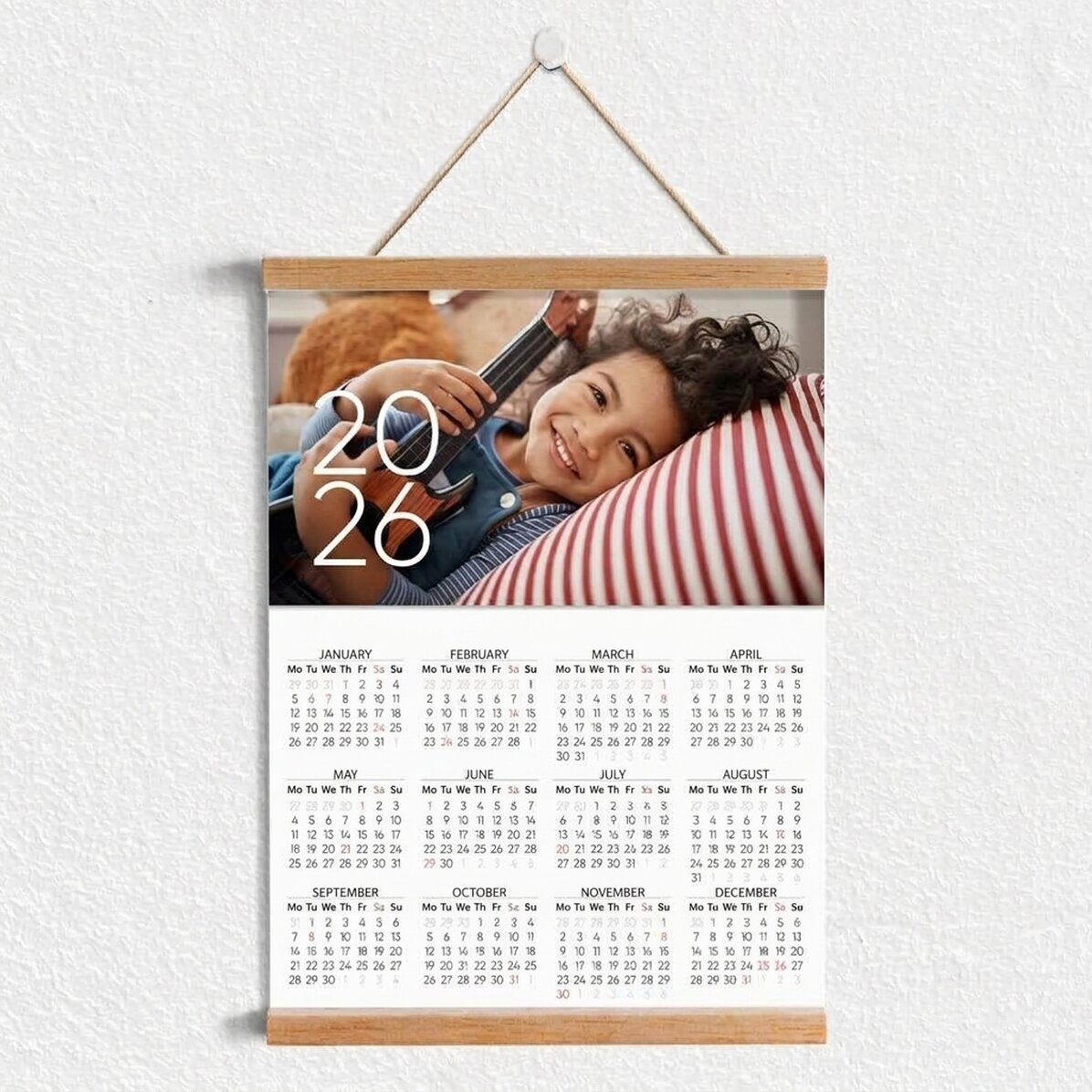 Personalisiertes Kalenderposter mit Aufhänger und einem Foto