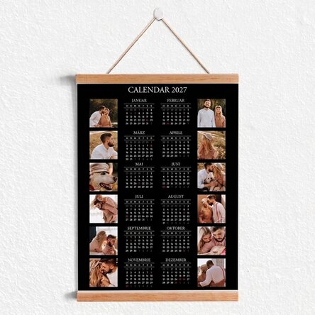 Personalisiertes Kalenderposter mit Aufhänger, 12 Fotos und Text