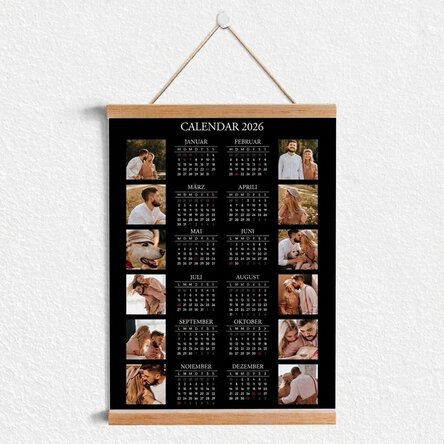 Personalisiertes Kalenderposter mit Aufhänger, 12 Fotos und Text