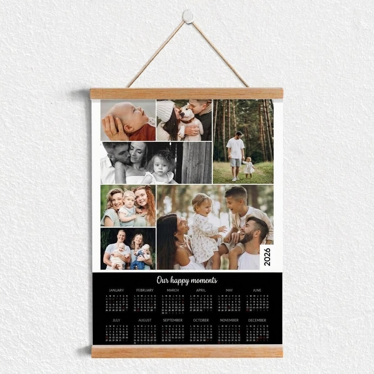 Personalisiertes Kalenderposter mit Aufhänger, 7 Fotos und Text