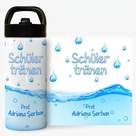Thermoskanne mit Griff und personalisiertem Strohhalm mit Namen – Die Tränen der Schüler