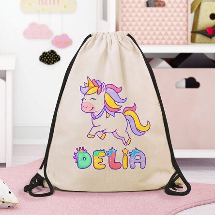 Rucksack mit Namensaufdruck – Einhorn