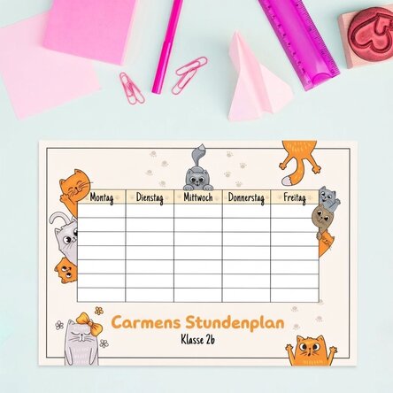 Individuell gestalteter Stundenplan mit Text – Kittens