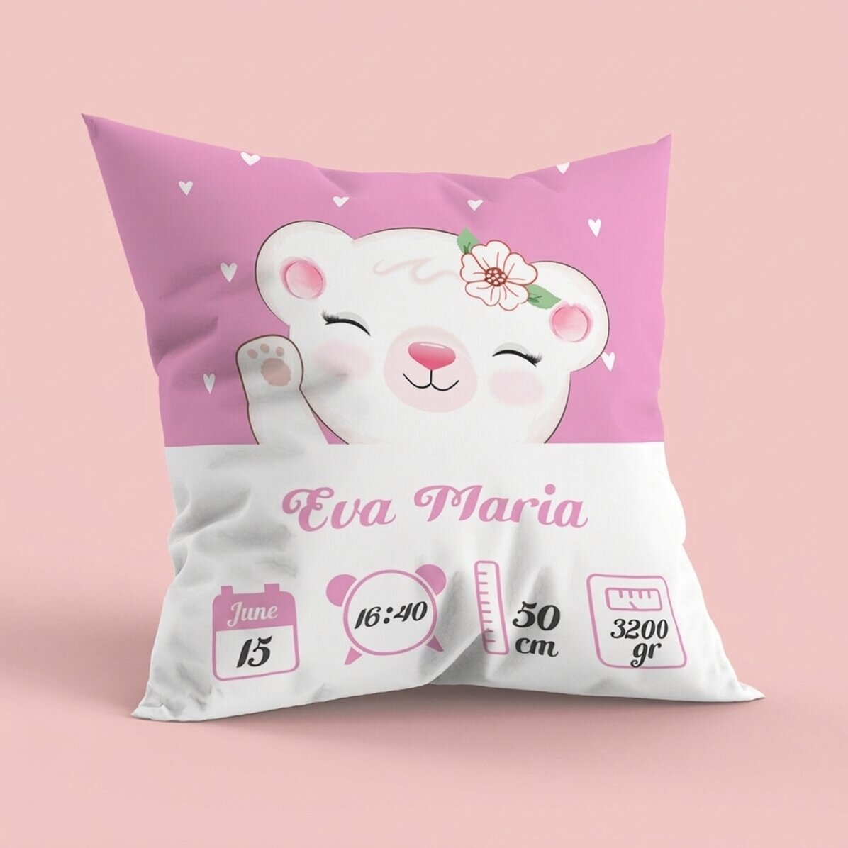 Personalisiertes Kissen mit Text, großes Format – Baby