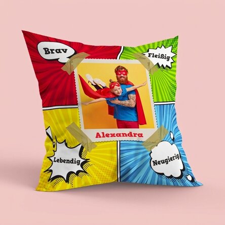 Personalisiertes Kissen mit Foto, großes Format – Comics