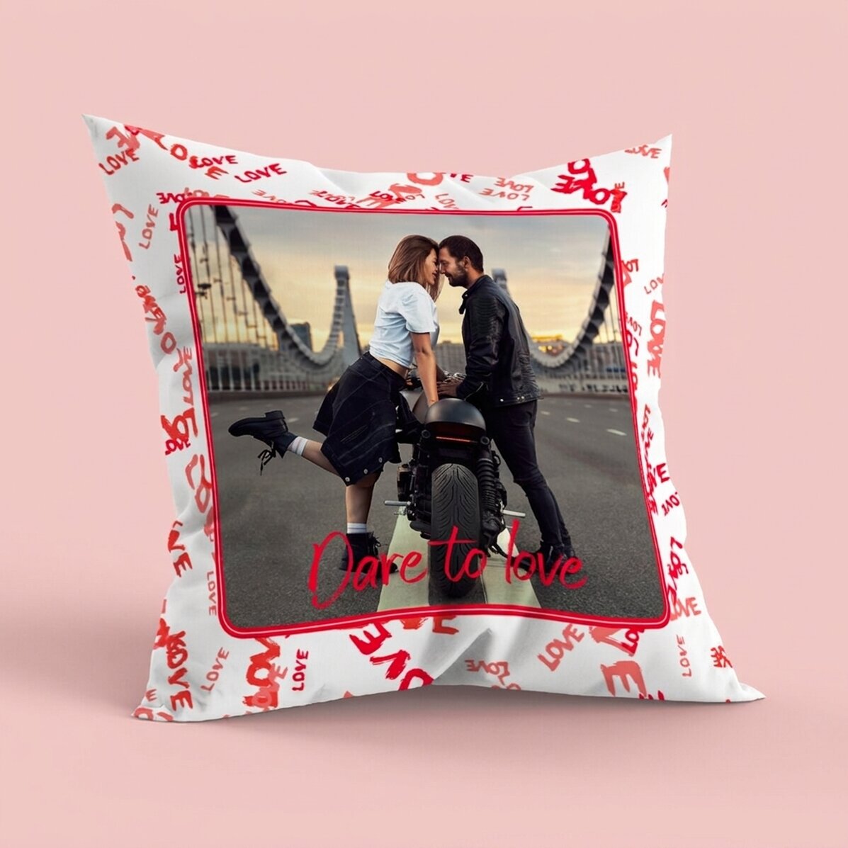 Personalisiertes Kissen mit 5 Fotos, großes Format – Dare to love