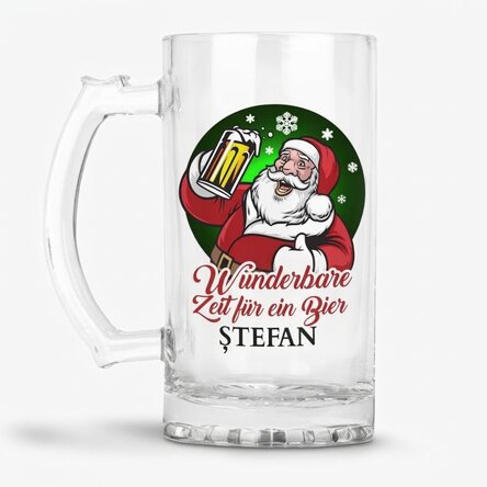 Personalisierter Bierkrug mit Aufdruck – „Wonderful time for a beer“