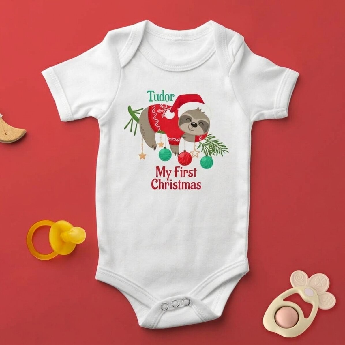 Personalisierter Babybody mit Text – Weihnachts-Body