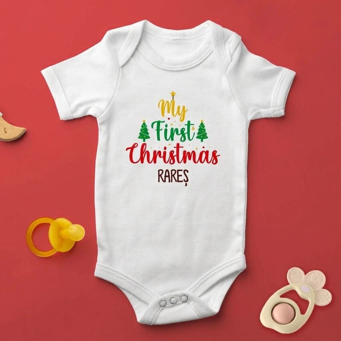 Personalisierter Baby-Body mit Aufdruck – „My first Christmas“