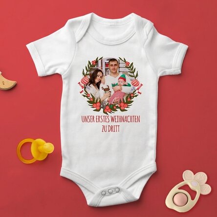 Personalisierter Baby-Body mit Foto und Text – Das erste Weihnachtsfest