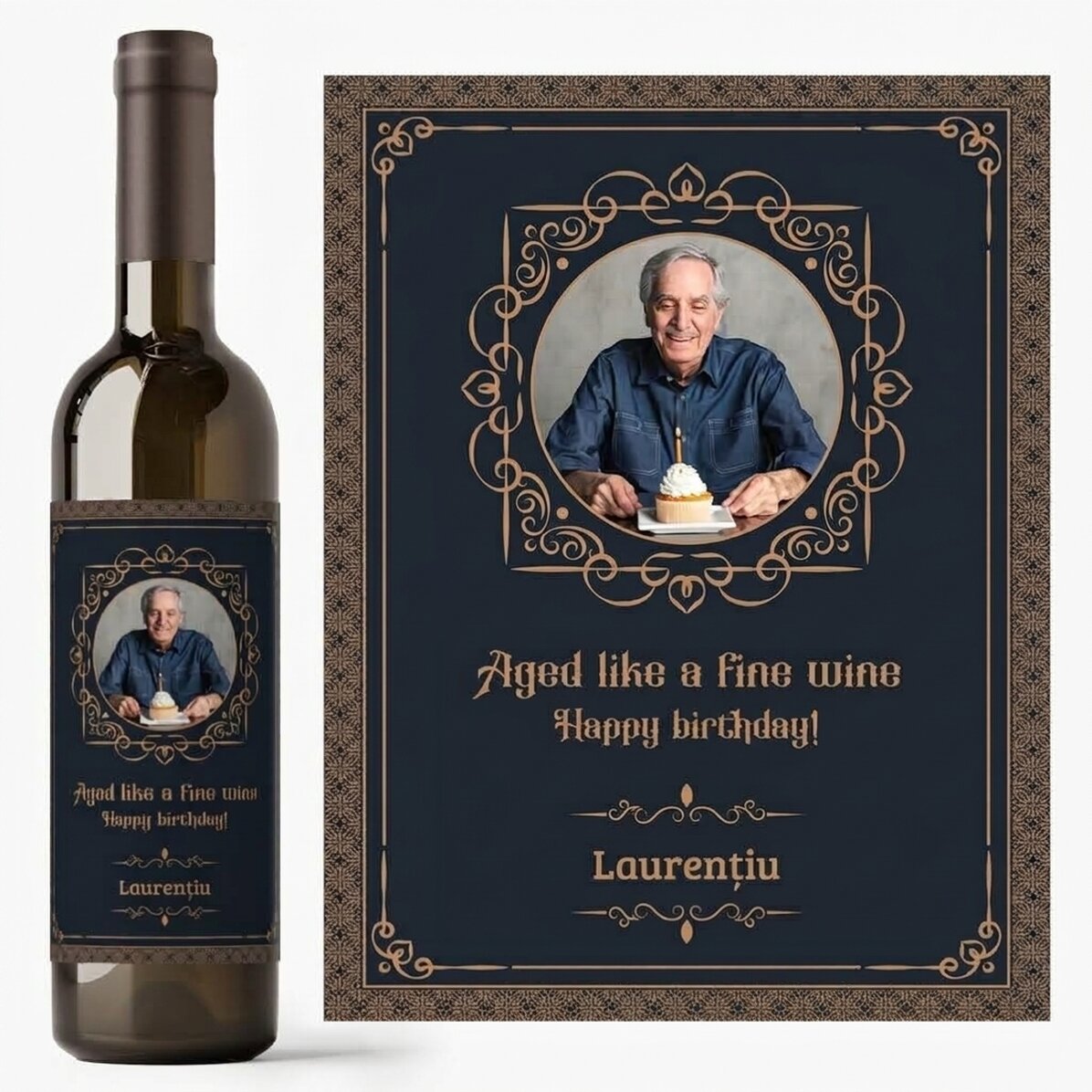 Personalisierter Wein mit Foto und Botschaft – Aged like a fine wine
