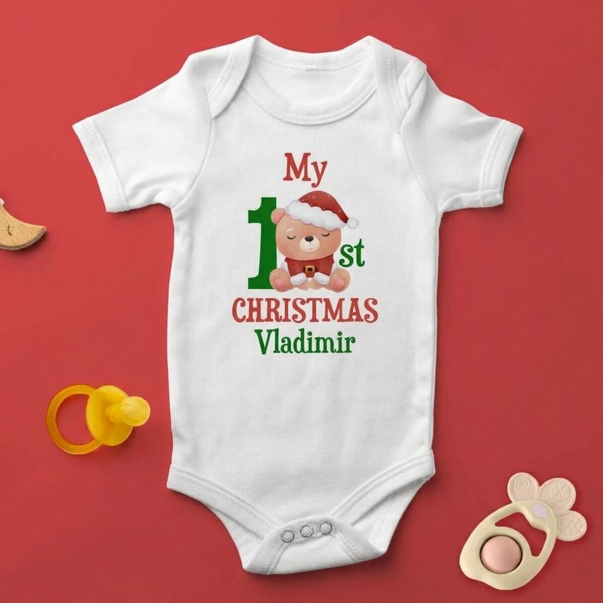 Personalisierter Baby-Body mit Aufdruck – Das erste Weihnachtsfest