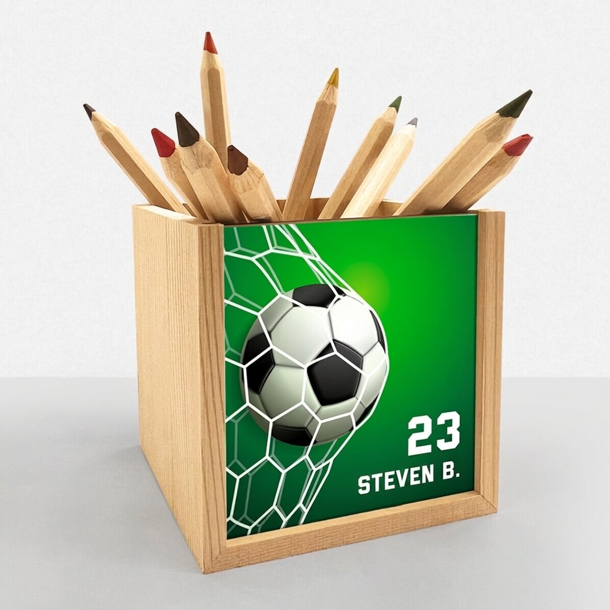 Personalisierter Stifthalter mit Namen – Fußball