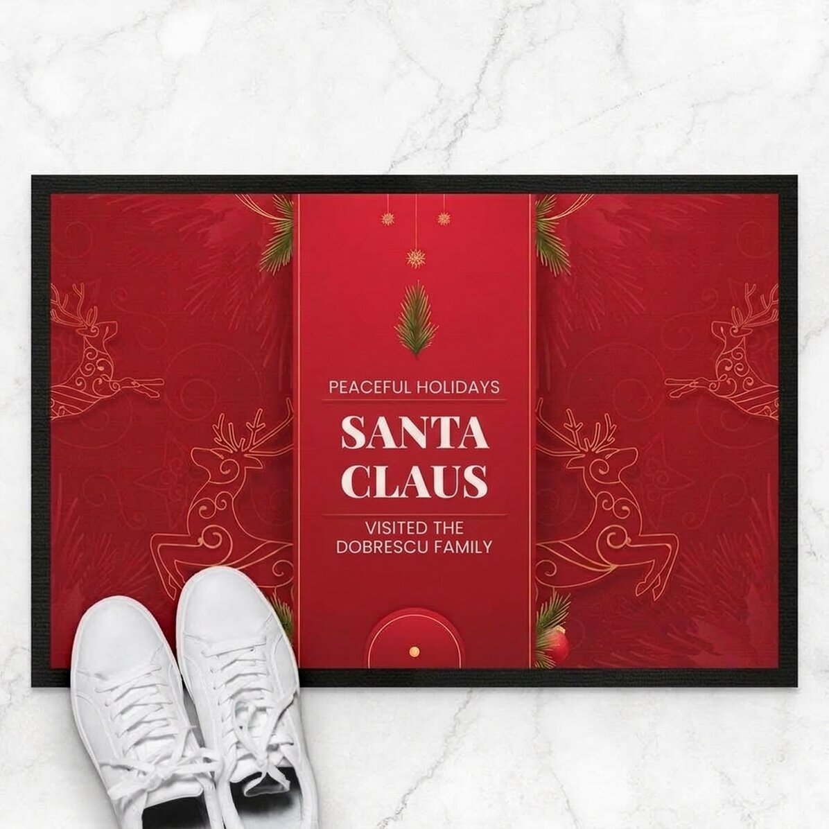 Individuell gestaltete Eingangsmatte mit Schriftzug – Luxury Reindeers