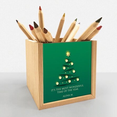 Personalisierter Stifthalter mit Text – „The most wonderful time“
