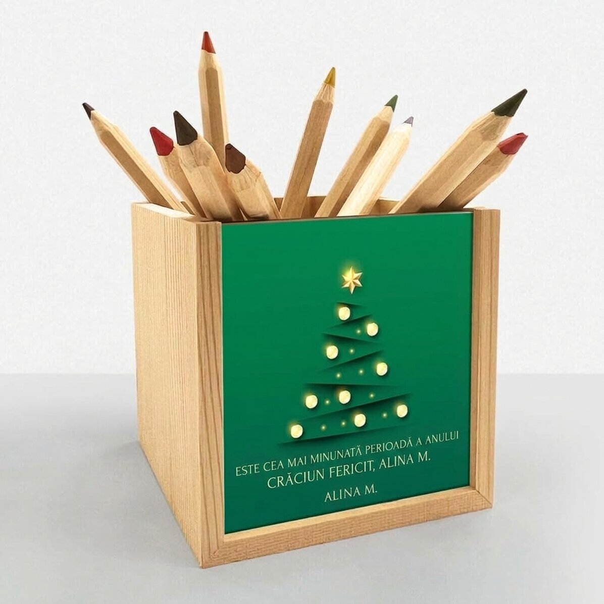 Personalisierter Stifthalter mit Text – „The most wonderful time“