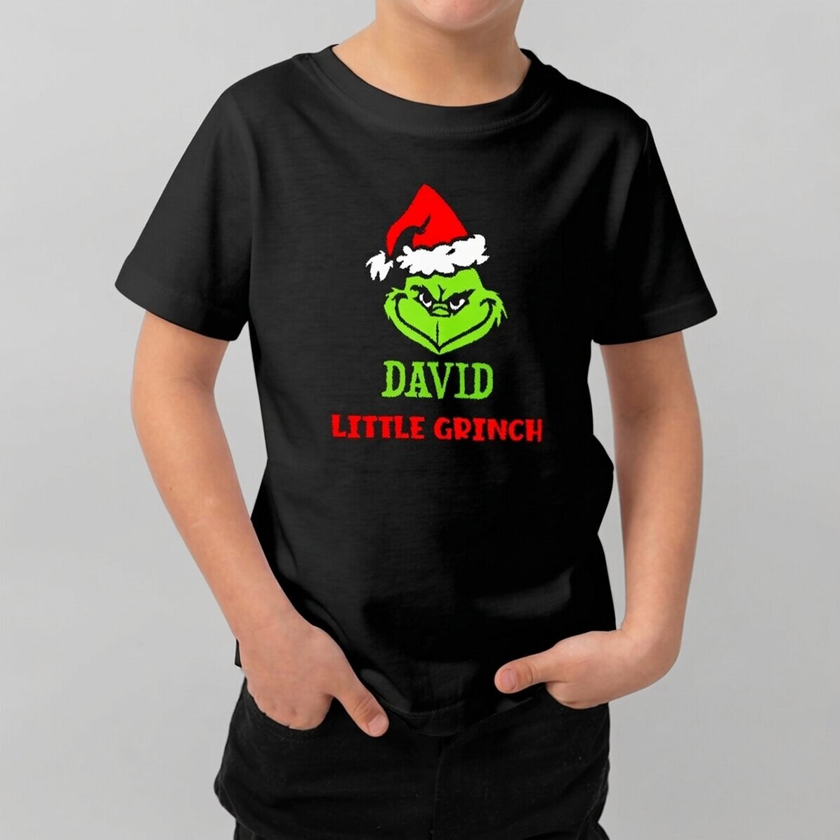 Personalisiertes Baumwoll-T-Shirt für Kinder mit Aufdruck – Grinch