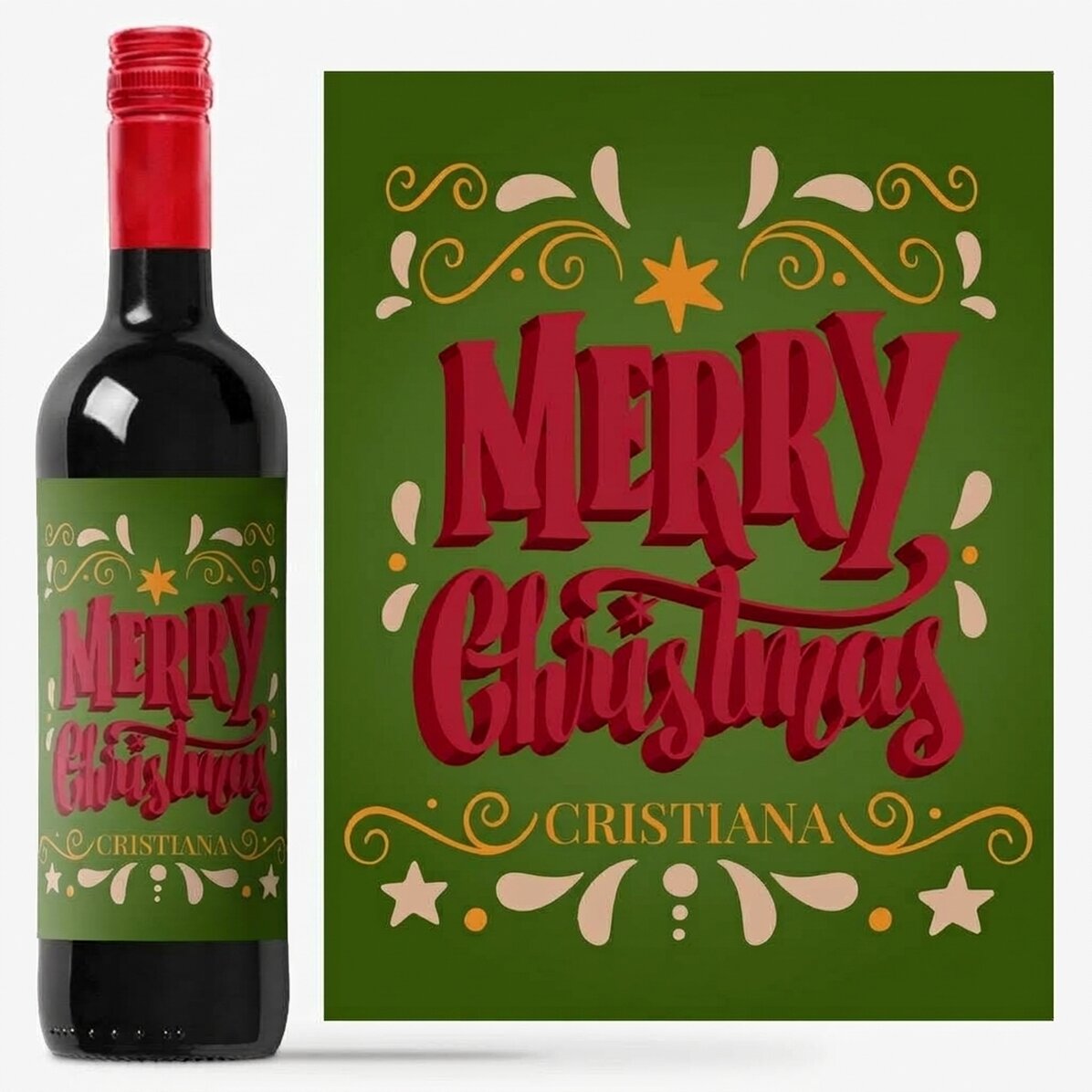 Wein mit persönlicher Botschaft – Merry Christmas