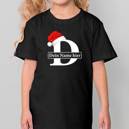 Baumwoll-T-Shirt für Kinder, individuell gestaltet mit Initiale und Vornamen – Weihnachten