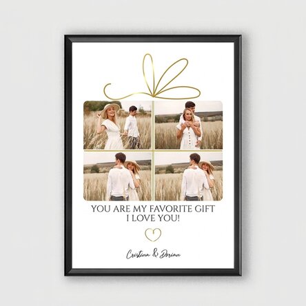 Personalised picture frame with 4 photos and message - The perfect gift