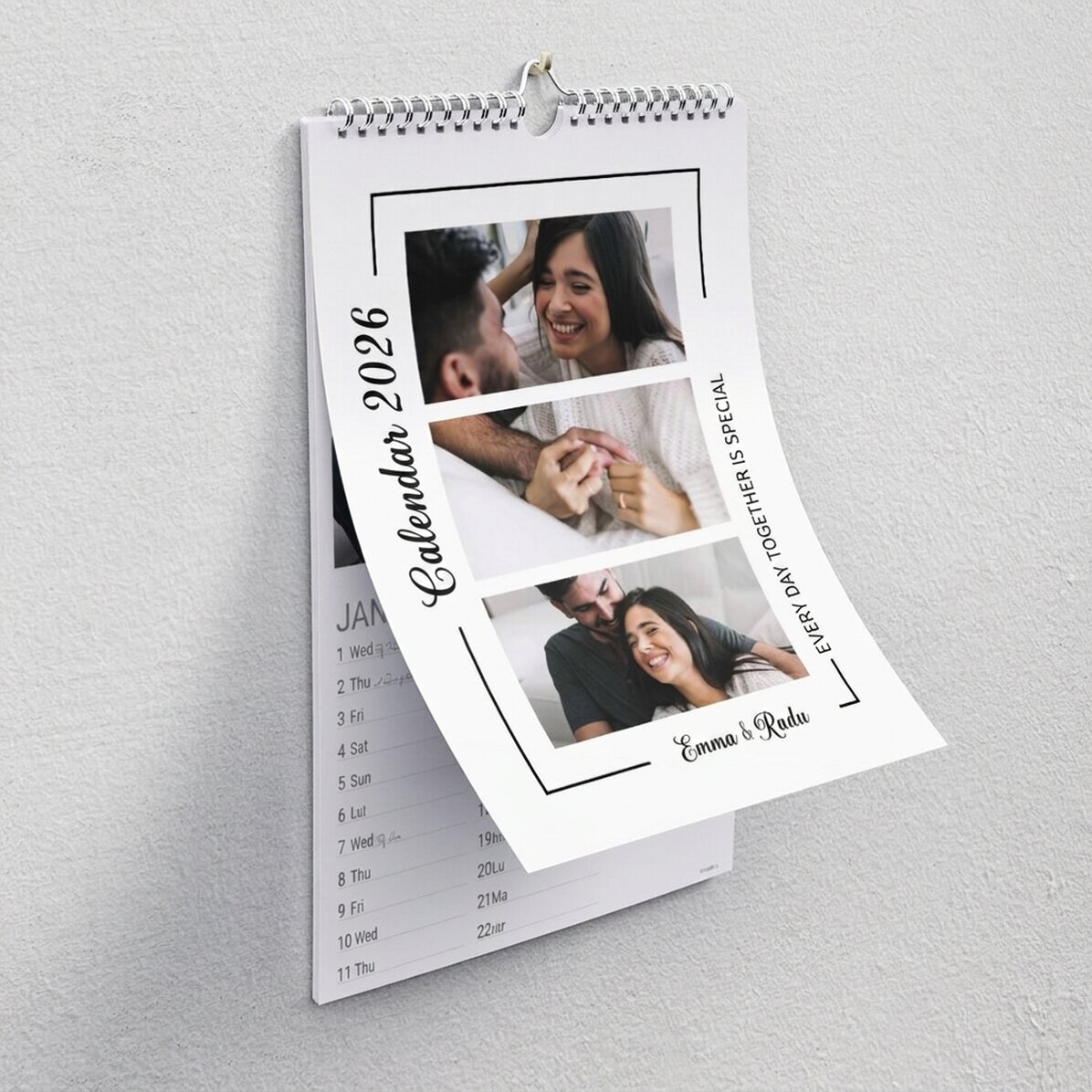 Individuell gestalteter Kalender mit Fotos und einer Botschaft – Besondere Momente