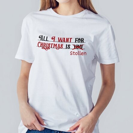 Personalisiertes Baumwoll-T-Shirt mit Aufdruck – „All I want for Christmas“