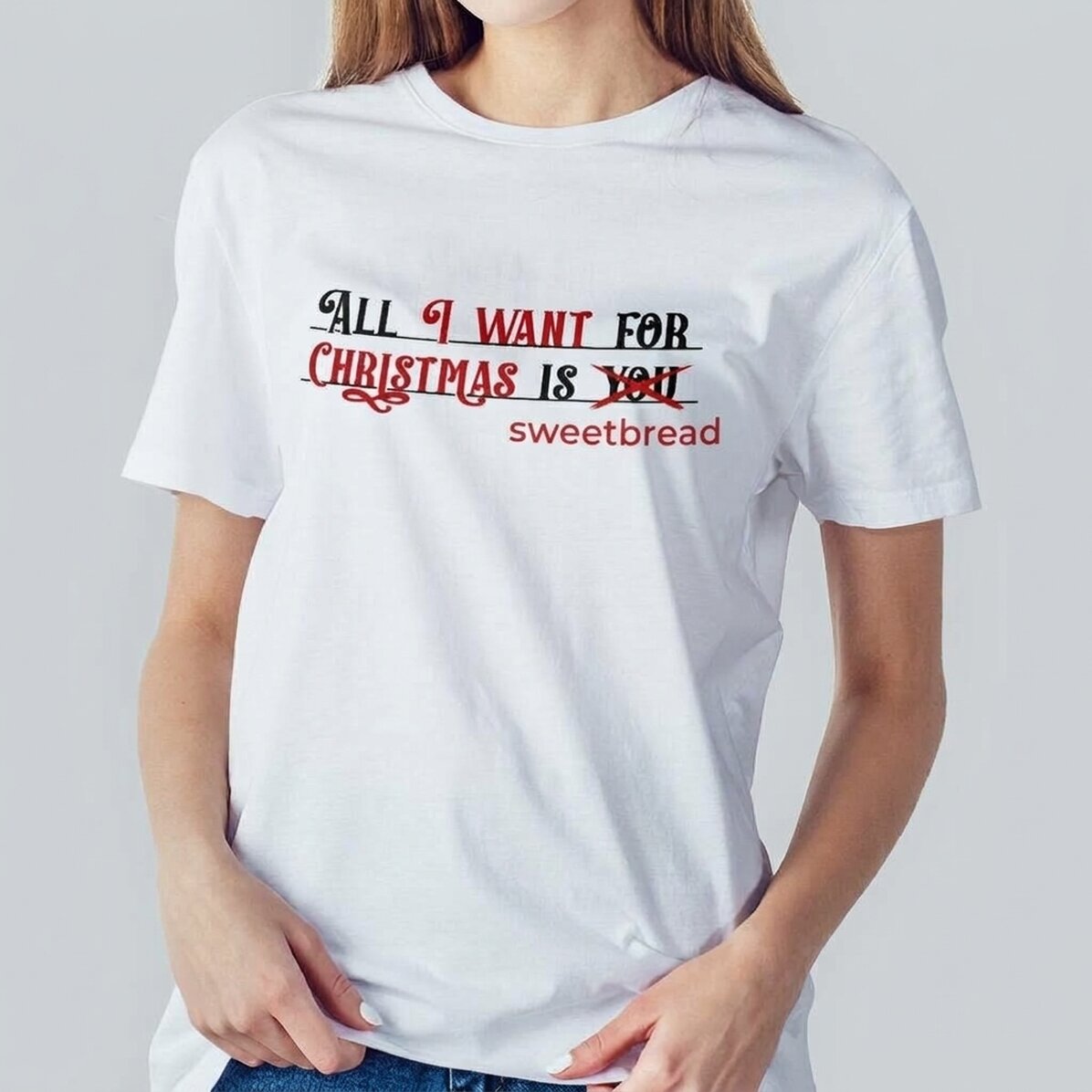 Personalisiertes Baumwoll-T-Shirt mit Aufdruck – „All I want for Christmas“