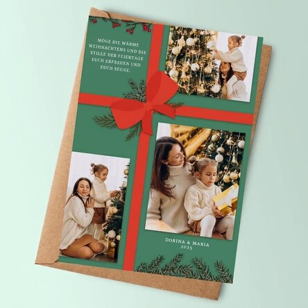 Personalisierte Karte mit 3 Fotos und Text – Weihnachtsgeschenk
